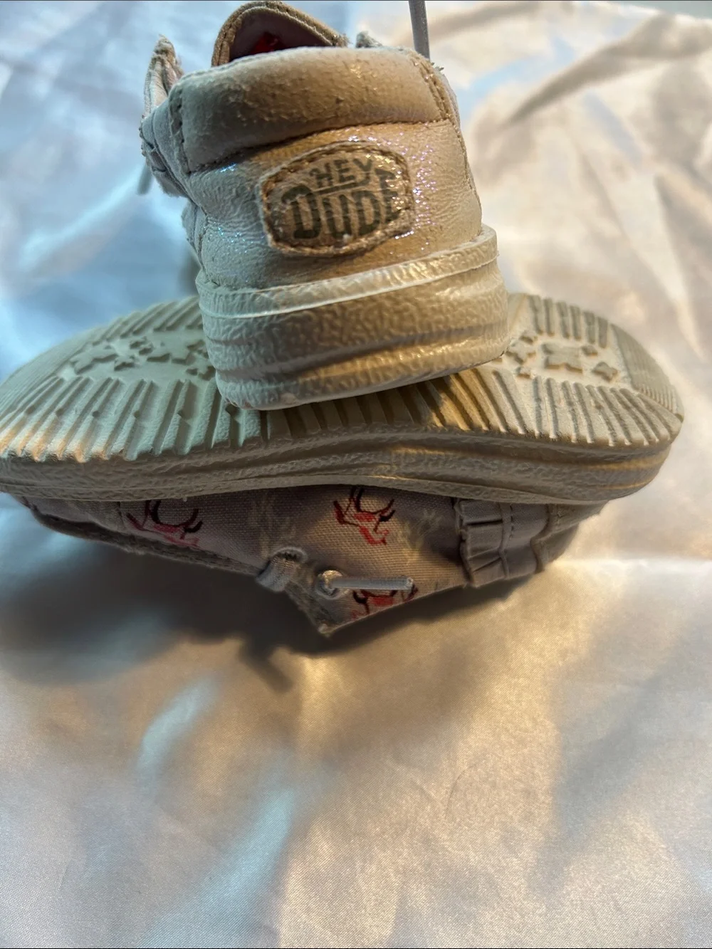 Toddler Hey Dude Shoes with Horse Print - Light Beige